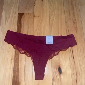 Auden Burgundy Lace Trim Thong